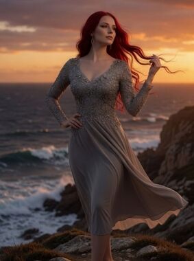 MGNY Madeline Gardner Slate Gray Beaded Illusion Gown - Size 6- Tea Length